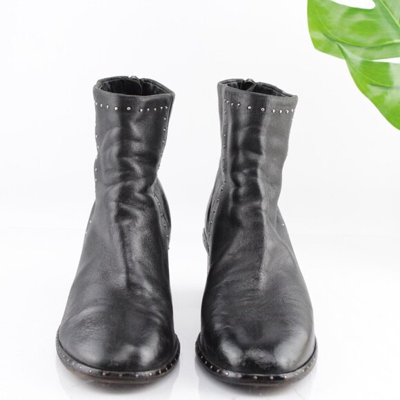 Rag Bone Womens Willow Boots Size 35 5 Black Leather Studded Block Heel Bootie - Picture 3 of 13